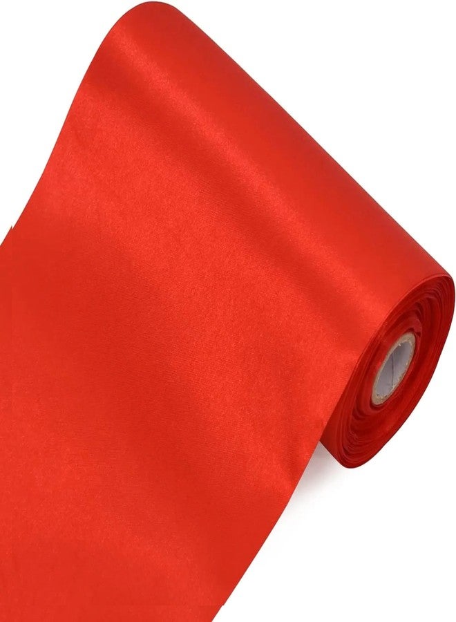 IMPRINT 5 inch Wide x 10 Meter Long Approx Red Satin Ribbon for Opening Cutting Ceremony, Wedding/Birthday Party Decoration, Gift Craft, Chair Sash, Table, Car Bows. Indoor/Outdoor use - Pack 1 pc - Image 1